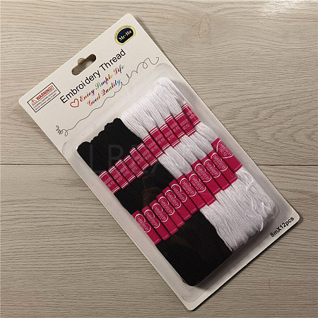 12 Skeins 2 Colors 6-Ply Polycotton(Polyester Cotton) Embroidery Floss PW22063097985-1