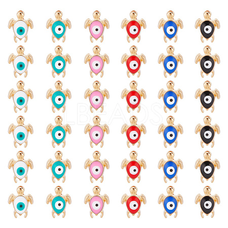 60Pcs 6 Colors Golden Tone Alloy Enamel Beads ENAM-AR0001-53-1
