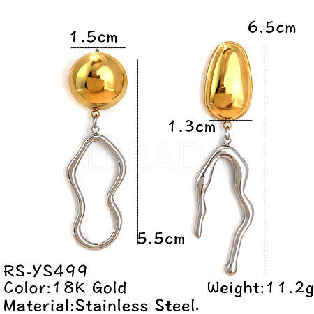 Two Tone 304 Stainless Steel Dangle Stud Earrings WG213BB-04-1