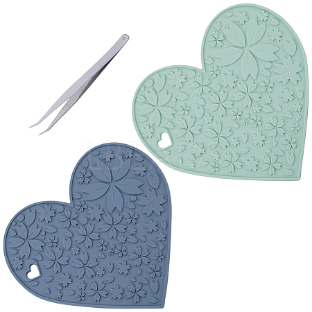 2Pcs 2 Colors Silicone Hot Mats for Hot Dishes AJEW-GF0008-29A-1