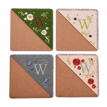 4Pcs Letter Personalized Hand Embroidered Corner Bookmarks JX587W-1