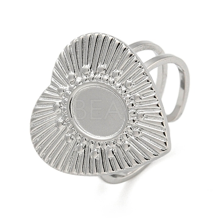 Non-Tarnish 304 Stainless Steel Open Cuff Pad Ring Cabochon Settings RJEW-K245-90P-1