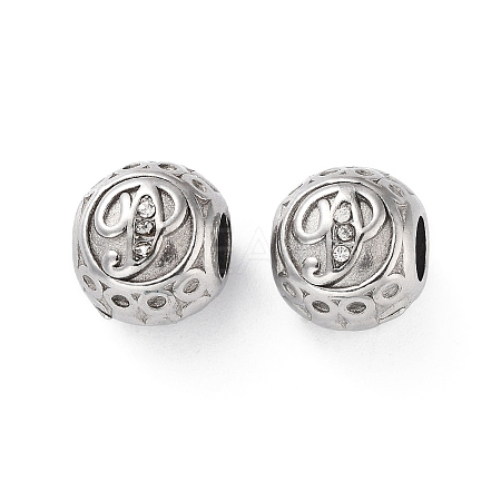 304 Stainless Steel Rhinestone European Beads STAS-A092-10P-P-1