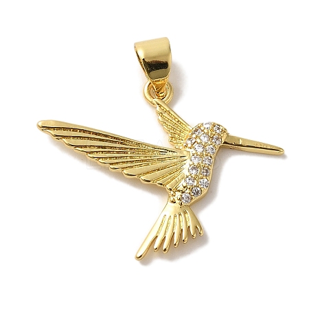Rack Plating Brass Micro Pave Cubic Zirconia Pendants KK-U027-29G-1