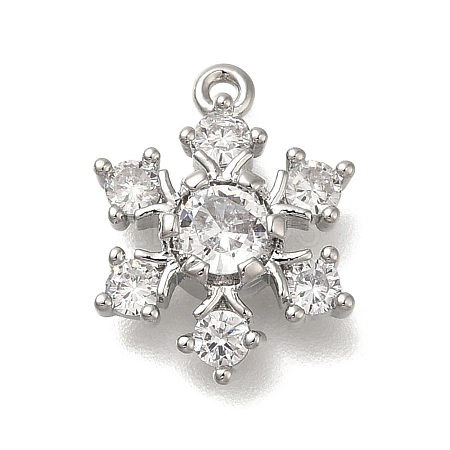 Rack Plating Brass Micro Pave Cubic Zirconia Pendants KK-M014-10A-P-1