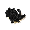 Black Zinc Alloy Rhinestone Brooches JEWB-E037-01EB-04-2