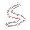 304 Stainless Steel Textured Paperclip Chains Necklace for Women NJEW-P263-02M-1