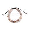 8mm Round Natural Purple Quartz Braided Bead Bracelets BJEW-C067-01B-25-2