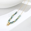 Stainless Steel Crystal Rhinestone Flat Round Pendant Glass Beaded Necklaces for Women GE4228-2-2