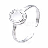 304 Stainless Steel Open Cuff Finger Ring Cabochon Settings STAS-T060-11P-3