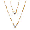 Alloy Crystal Rhinestone Double Layer Necklaces PW-WGE57FA-04-1