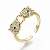 Brass Micro Pave Clear Cubic Zirconia Cuff Rings RJEW-S044-076-NF-1