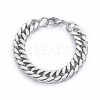 Tarnish Resistant Men's 304 Stainless Steel Diamond Cut Cuban Link Chain Bracelets BJEW-L673-002A-P-1