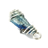 2Pcs Electroplated Natural Quartz Crystal Dyed Copper Wire Wrapped Pendants PALLOY-JF03169-02-5