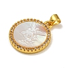 Rack Plating Brass Micro Pave Clear Cubic Zirconia Flat Round Pendants KK-U025-10G-02-2