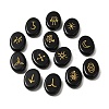13Pcs Natural Obsidian Rune Stone G-C095-02C-1