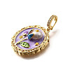 Brass Micro Pave Cubic Zirconia & Enamel Pendants KK-R222-08G-03-2