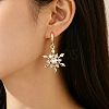 Brass Micro Pave Cubic Zirconia Snowflake Hoop Dangle Earrings for Women WGD9903-01-2