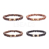 Natural Wood Round Beaded Stretch Bracelet with Synthetic Hematite for Men Women BJEW-JB07549-1