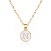 Alloy White Enamel Flat Round with Letter Pendant Necklaces FS-WG63565-14-1