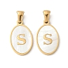 Natural Shell Oval with Initial Pendants STAS-I351-23G-S-1