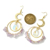 Brass Moon & Rings Dangle Earrings EJEW-TA00393-3