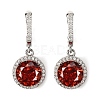 925 Sterling Silver Pave Cubic Zirconia Flat Round Hoop Earrings EJEW-C150-01C-01-4