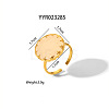 Flat Round Natural Rose Quartz Cuff Ring & Stud Earrings Sets MO9107-1-5