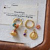Brass Enamel Bell & Flat Round Hoop Dangle Earrings WG847A7-01-2