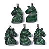 Carved Synthetic Malachite Pendants G-N0327-002H-1