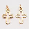 Brass Tiny Cross Charms KK-G258-02-NR-1