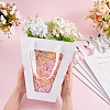 Trapezoid Paper Flower Gift Tote Bags with Plastic Visible Window ABAG-WH0045-25C-3