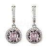 925 Sterling Silver Pave Cubic Zirconia Flat Round Hoop Earrings EJEW-C150-01C-02-4