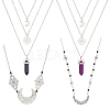 ANATTASOUL 8Pcs 8 Styles Natural Amethyst & Synthetic Blue Goldstone Pendant Necklaces Set with Alloy Chains NJEW-AN0001-49-1