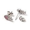 Rhinestone Fishbone Stud Earrings with 316 Surgical Stainless Steel Pins EJEW-A081-13P-3
