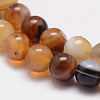 Natural Striped Agate/Banded Agate Bead Strands G-K166-13-6mm-02-5