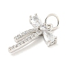 Rack Plating Brass Micro Pave Clear Cubic Zirconia Pendants KK-B093-01C-P-2