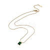 Fern Green Rhinestone Rectangle Pendant Necklace with Twist Rope Chains NJEW-G074-46G-3