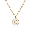Alloy White Enamel Flat Round with Letter Pendant Necklaces FS-WG63565-15-1