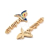 Rack Plating Brass Colorful Enamel Parrot Honduras Links Connector Charms KK-C063-06G-2