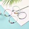 Millefiori Flat Round Beads Stretch Bracelet for Teen Girl Women BJEW-JB06934-2