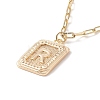 Brass Rectangle with Initial Letter Pendant Necklace with Paperclip Chains for Men Women NJEW-JN04007-5