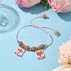 Natural Lava Rock & Natural Rose Quartz & Glass Seed Beaded Braided Bracelets BJEW-MZ00063-02-2