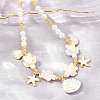 Ocean Brass Enamel Starfish Shell Shape Pendant Round ABS Imitation Pearl Beaded Necklaces KK-CBA4547-04D-G-2