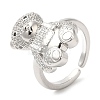 Bear Cubic Zirconia Open Cuff Rings RJEW-K247-02P-3