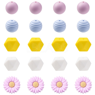 5 Styles Food Grade Eco-Friendly Silicone Beads SIL-FS0001-24-1