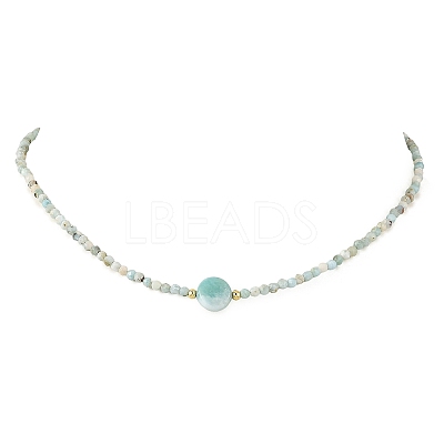 Natural Larimar Beaded Necklaces NJEW-JN06655-1