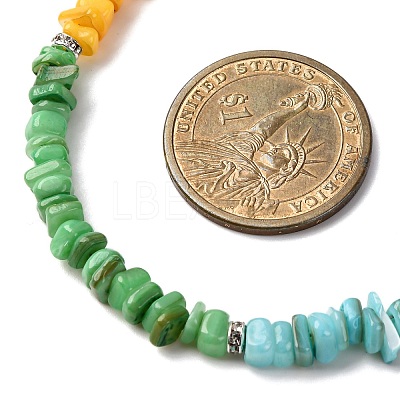 Dyed Natural Freshwater Shell Nuggets Beaded Chakra Necklaces NJEW-JN05486-1