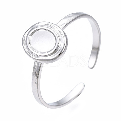Non-Tarnish 304 Stainless Steel Open Cuff Finger Ring Cabochon Settings STAS-T060-11P-1