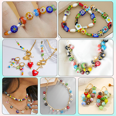 3 Strands Handmade Millefiori Glass Round Bead Strands LAMP-LT0001-16A-1